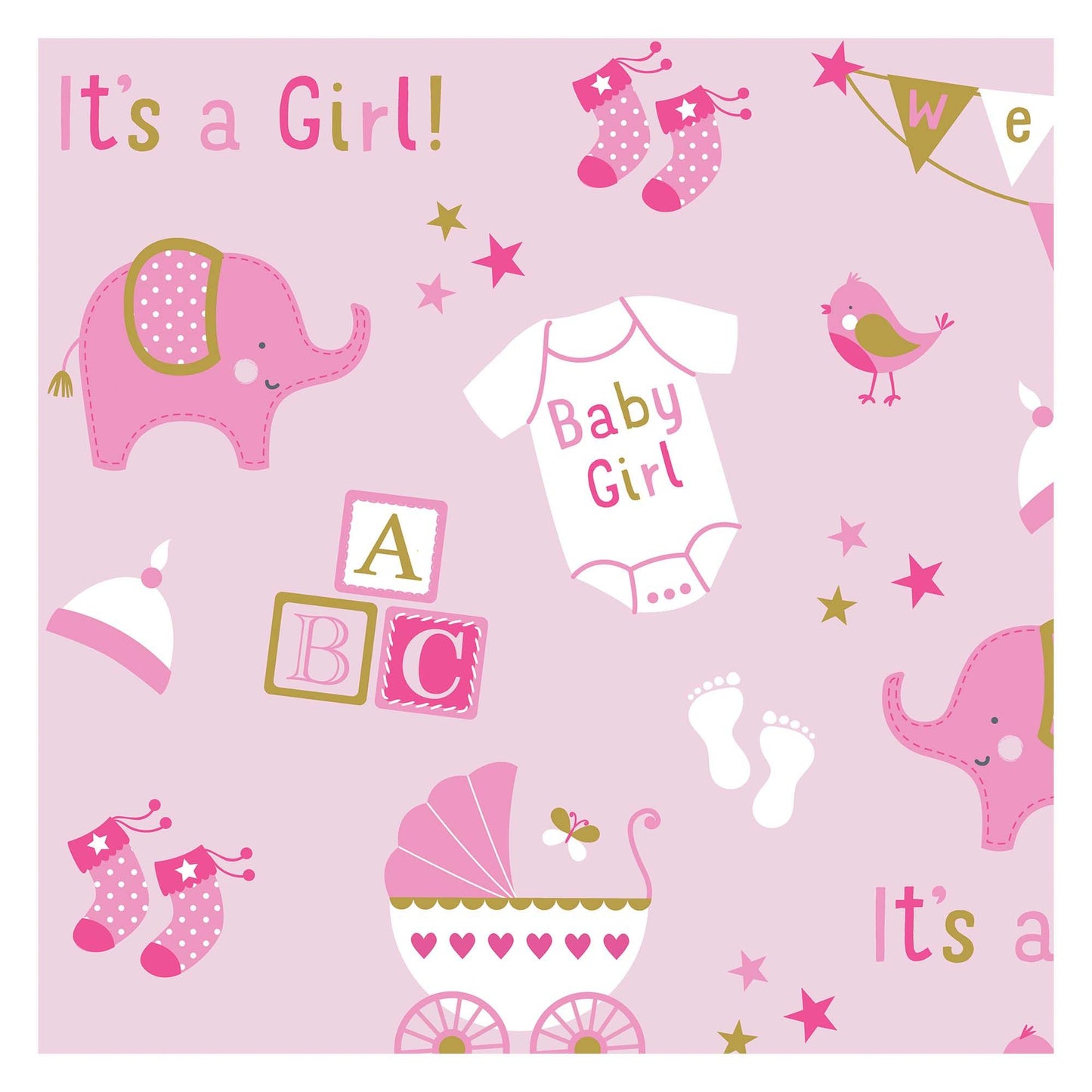 GIFT WRAP BABY GIRL ELEPHANT