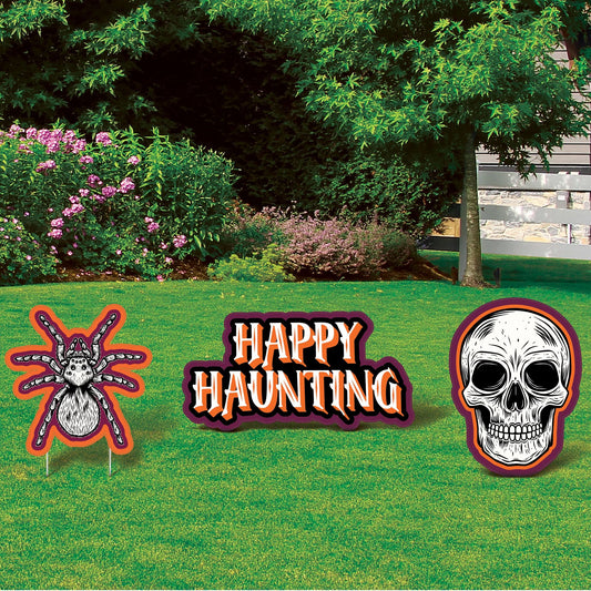 HAPPY HAUNTING YARD SIGN W/ STAKES