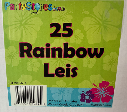 RAINBOW LEIS 25CT BOX