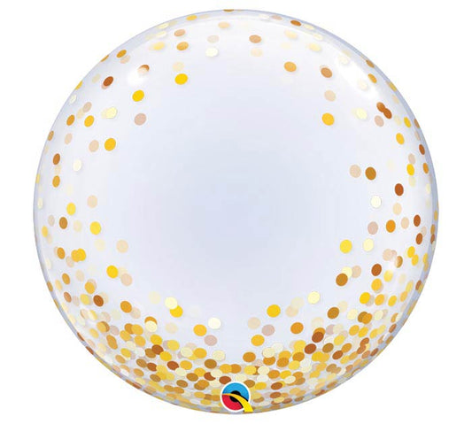 GOLD CONFETTI DOTS BUBBLE 24"