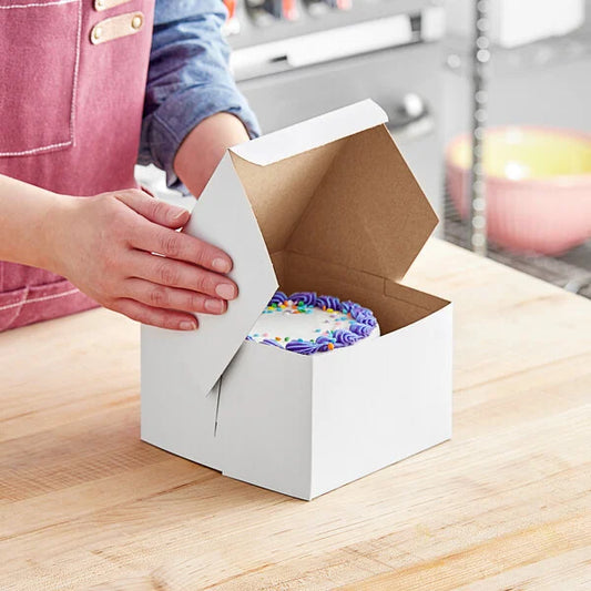 6X6X4 BM WHITE BAKERY BOX