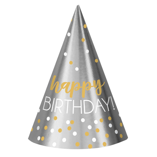 SILVER & GOLD BDAY FOIL HATS