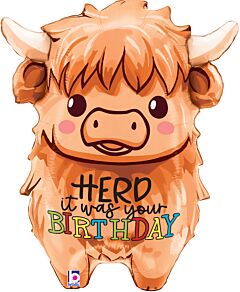 27" HIGHLAND COW BIRTHDAY MYLAR