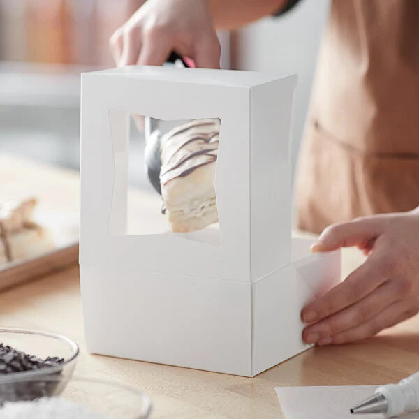 6 X 6 X 3 WHITE CAKE BOX W/ WINDOW