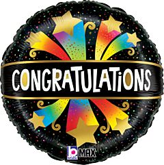 CONGRATS BURSTING STARS 18" MYLAR