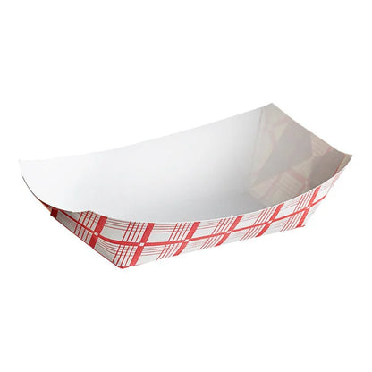 RED PLAID PAPER FOOD TRAY 20
