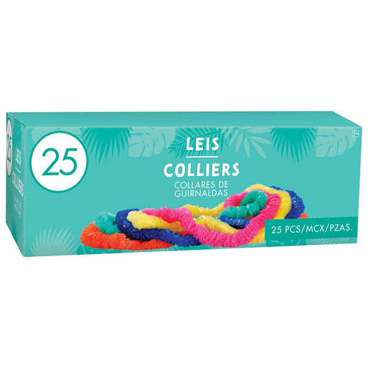 ASSORTED POLY LEIS 25CT
