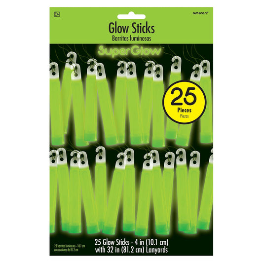 GREEN 4" GLOWSTICK - 25CT