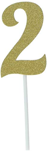 GOLD GLITTER 2 CAKE TOPPER