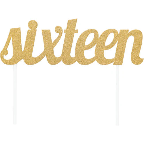 CAKE TOPPER GOLD SIXTEEN