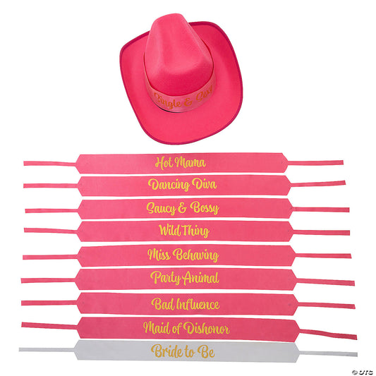 BACH PARTY PNK/WHT HAT SASHES