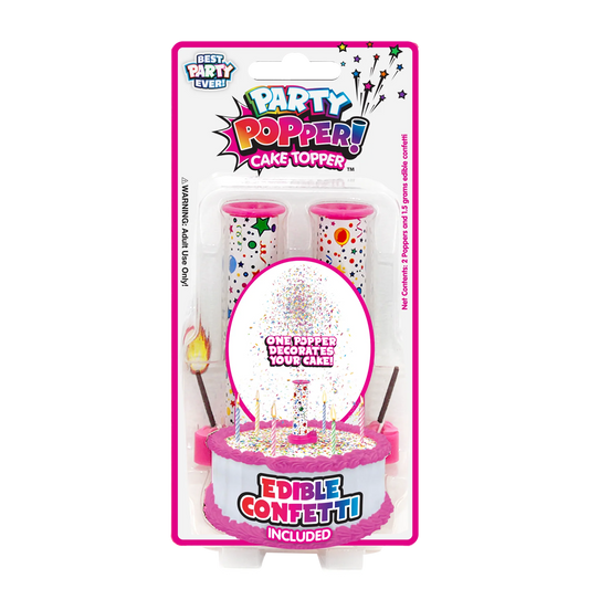 PARTY POPPER CAKE TOPPER BLUE/PINK