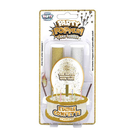 PARTY POPPER CAKE TOPPER METALLIC