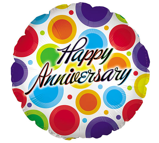 HAPPY ANNIVERSARY DANCING DOTS 18" MYLAR