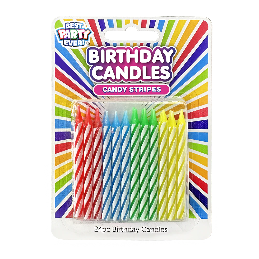 BDAY CANLDES - CANDY STRIPES PRIMARY