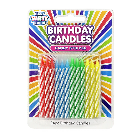 BDAY CANLDES - CANDY STRIPES PRIMARY