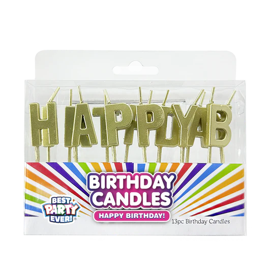 BDAY CANLDES - GOLD LETTERS GLITTER