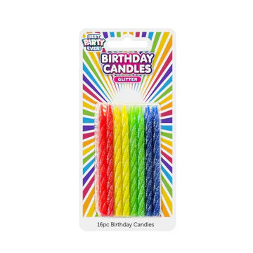 BDAY CANDLES - GLITTER PRIMARY COLORS