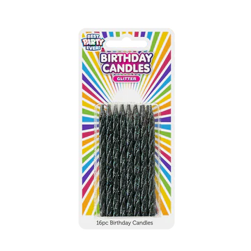 BDAY CANDLES - GLITTER BLACK