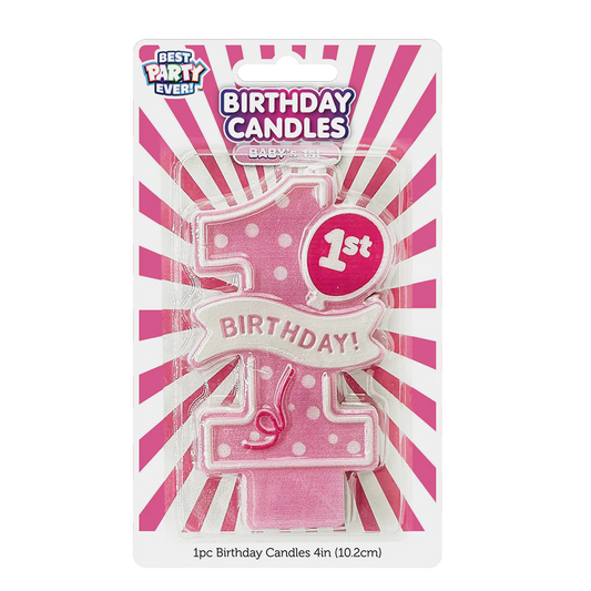 BDAY CANDLES -BABY'S FIRST PINK