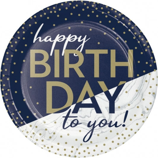 NAVY & GOLD HBD 7" PLATES