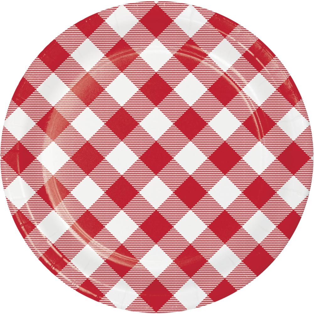 CLASSIC GINGHAM RED/WHT 7" PPR PLATES