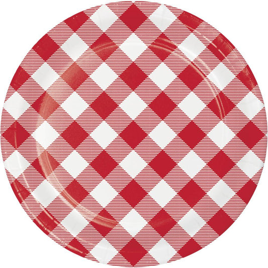 CLASSIC GINGHAM RED/WHT 7" PPR PLATES