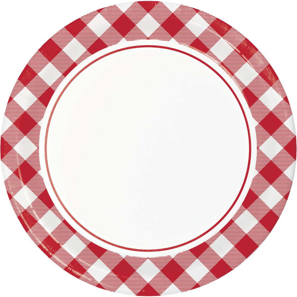 CLASSIC GINGHAM RED/WHT 9" PPR PLATES