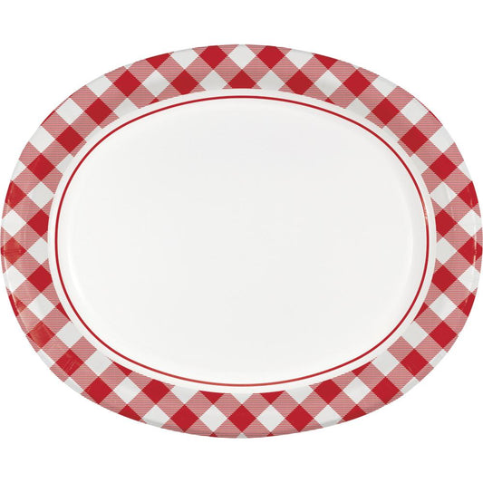 CLASSIC GINGHAM RED/WHT OVAL PLATTERS