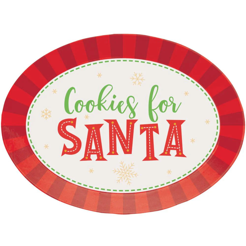 COOKIES FOR SANTA OVAL TRAY PLASTIC