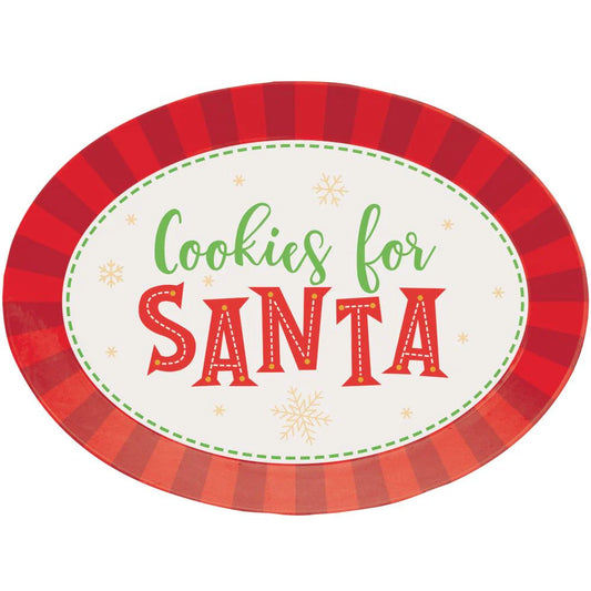 COOKIES FOR SANTA OVAL TRAY PLASTIC