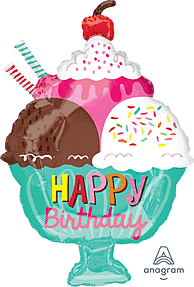 ICE CREAM SUNDAE HBD 23" MYLAR