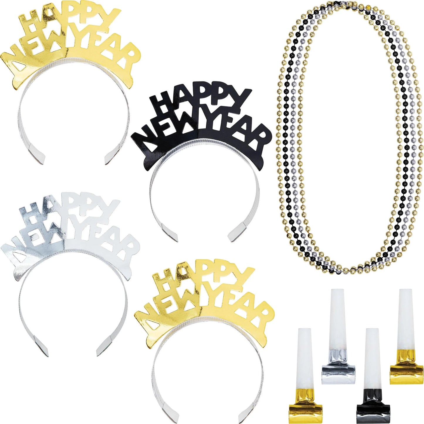 NEW YEAR PARTY KIT FOR 4 GLD/SLV