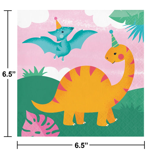 GIRL DINO LUNCH NAPKIN 16CT