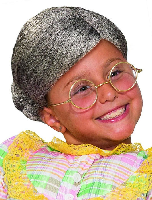 CHILD OLD LADY BUN WIG - GREY