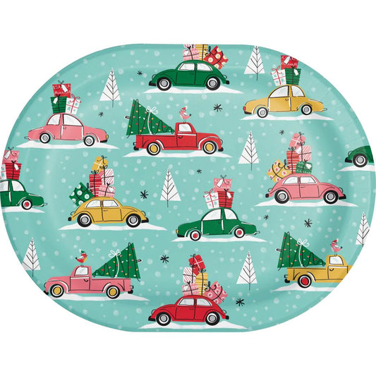CHRISTMAS CARS OVAL PPR PLATES