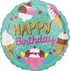 HBD ICE CREAM PARTY 18" MYLAR