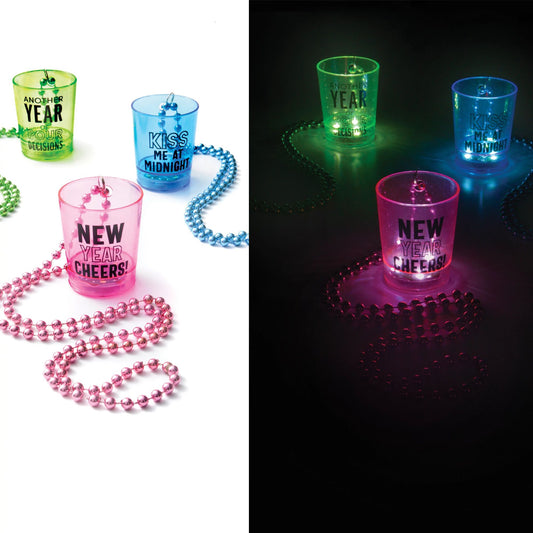 NYE L/U SHOT GLASS NECKLACE 6PC