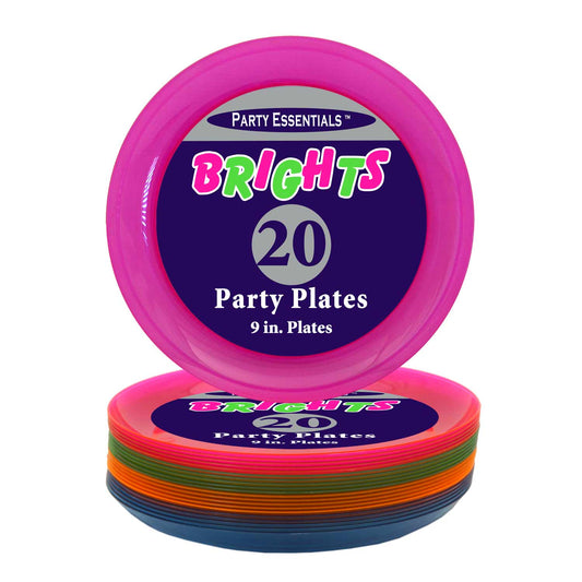 NEON PARTY PLATES ASST 20CT