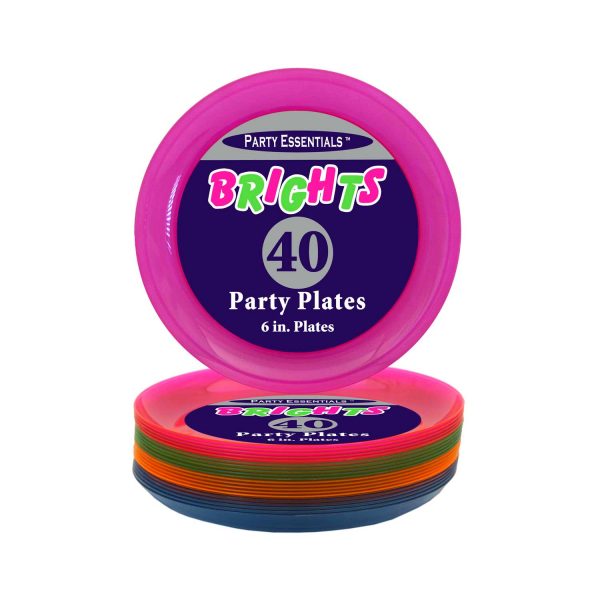 NEON PARTY PLATES 6" 40CT