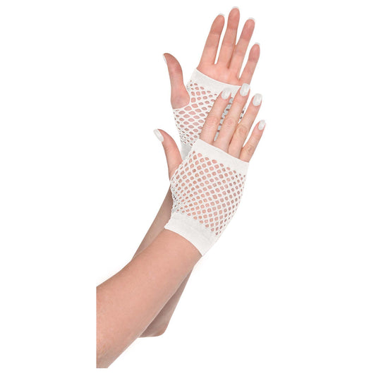 SHORT FISHNET GLOVES WHITE