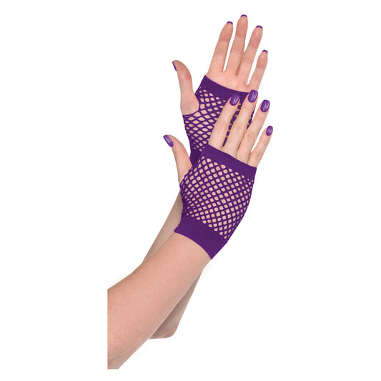 SHORT FISHNET GLOVES PURPLE