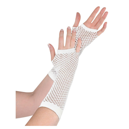 FISHNET GLOVES LONG WHITE