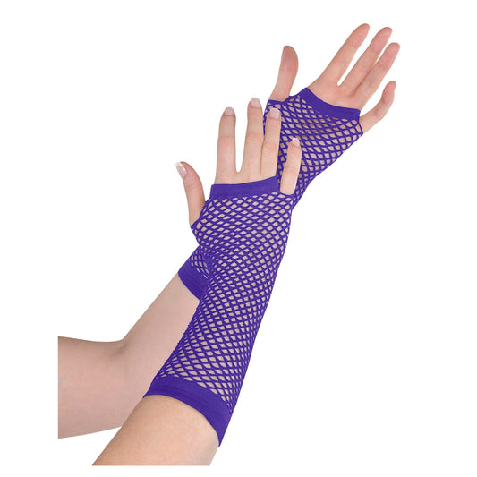 LONG PURPLE FISHNET GLOVES