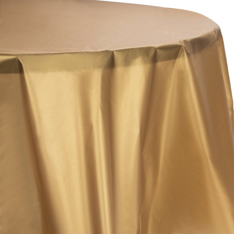 GLITTERING GOLD PL OCTY RND TABLE COVER