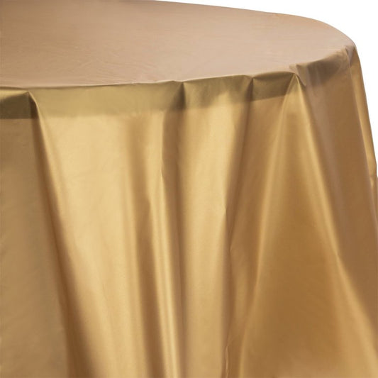 GLITTERING GOLD PL OCTY RND TABLE COVER