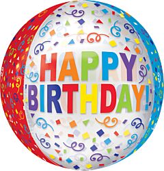 HBDAY COLORFUL STREAMER 16" ORB