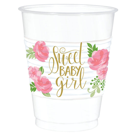 FLORAL BABY 16 OZ PLASTIC CUPS