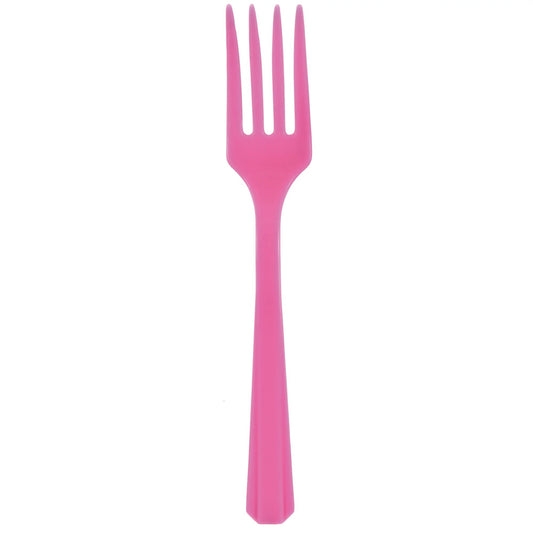 BRIGHT PINK PLASTIC FORKS