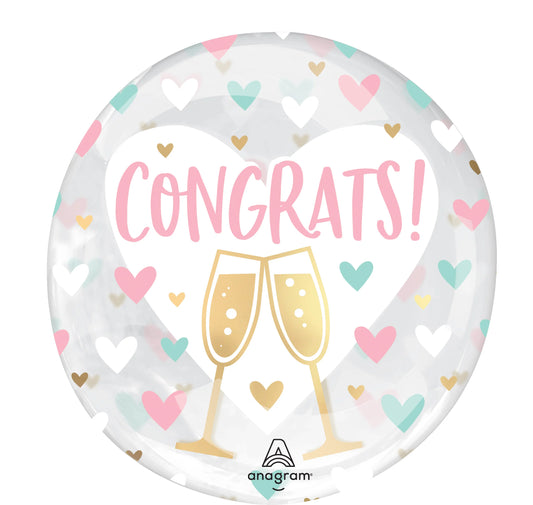 CONGRATS HEARTS CLEARZ 18" MYLAR
